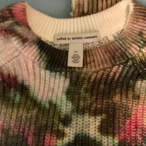 Pink and green tye-dyed cotton sweater